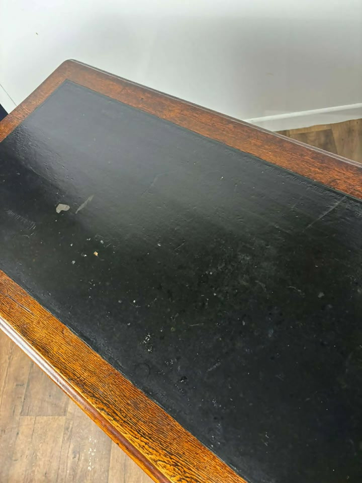 Victorian Oak Twin Pedestal Desk with Black Leather Writing Surface