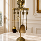 Fireplace Set Vintage French Style Brass 5 Piece Companion Set LOT 6445