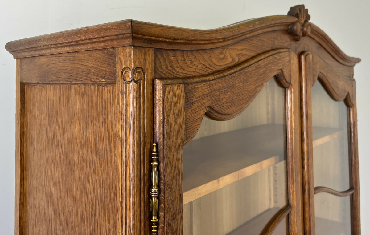 Bookcase Vintage French Louis Oak Glazed Display Cabinet Sideboard LOT 6522