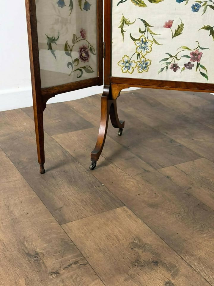 Edwardian Mahogany Folding Fire Screen