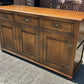 Quality English Distressed Epicormic Ipswich Oak Style Dresser Base Sideboard