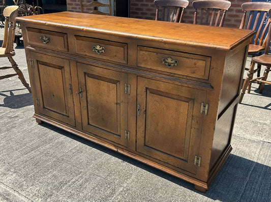 Quality English Distressed Epicormic Ipswich Oak Style Dresser Base Sideboard