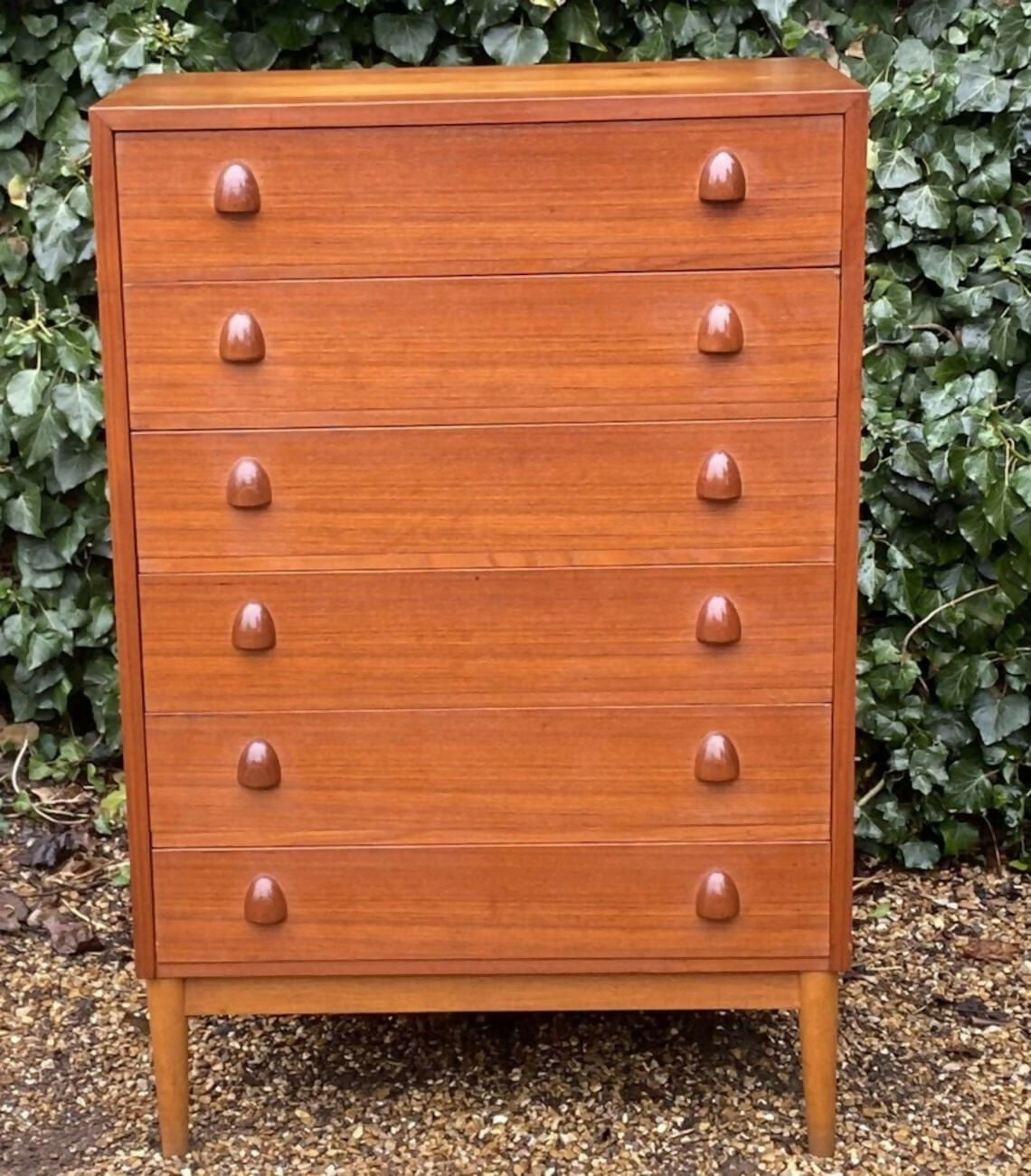 Vintage Tallboy Mid Century Danish Teak Dresser Chest Of Drawers