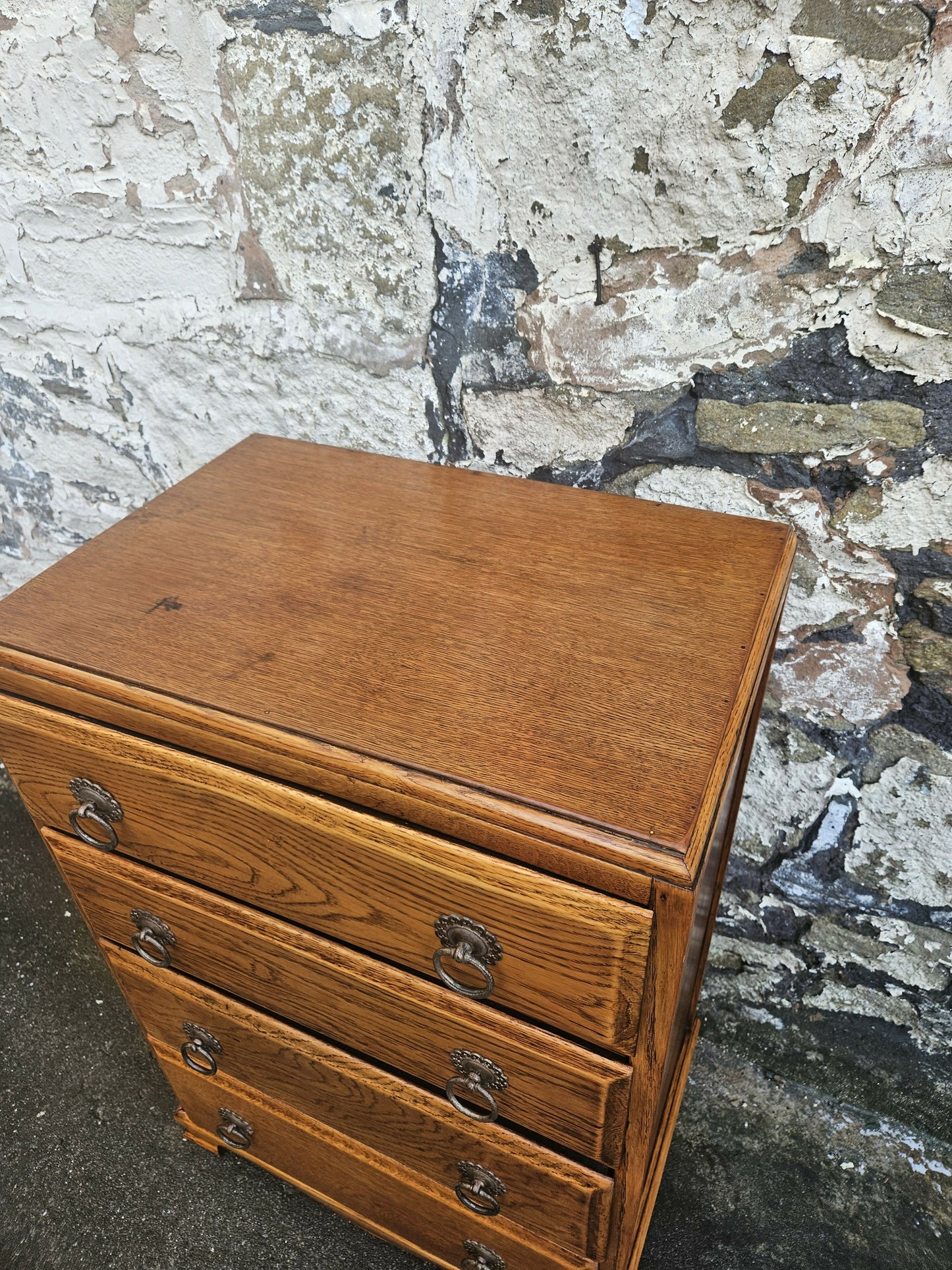 Vintage Chest Of Drawers Four Drawer Oak Cabinet Furniture Tallboy Super Proportions And Detailing