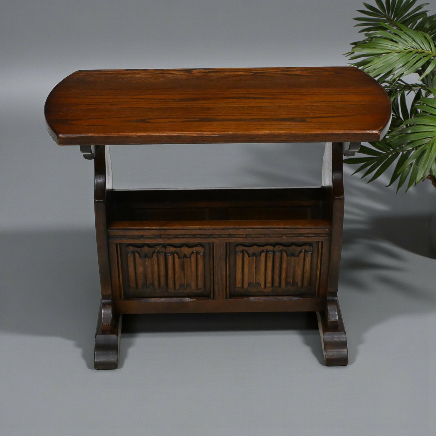 Old Charm Magazine Rack With Coffee Table Top In Tudor Brown FREE* UK Delivery
