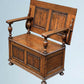 Antique Golden Oak Monks Bench