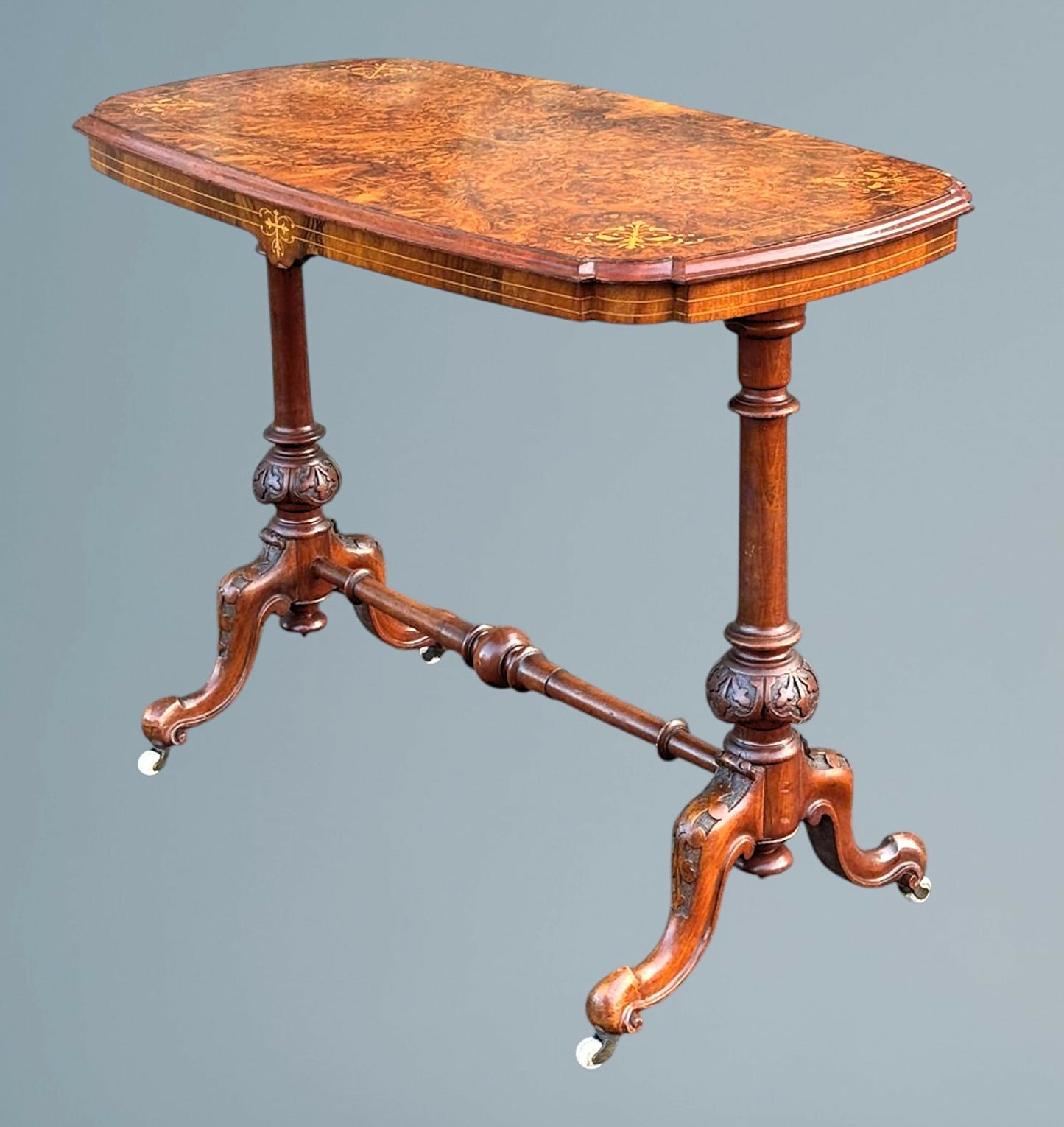 Antique Victorian Inlaid Walnut Free Standing Table