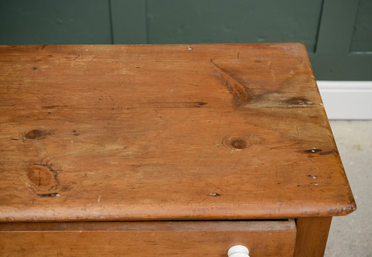 Antique Pine Rustic Console Table Hall Table with Ceramic Handles