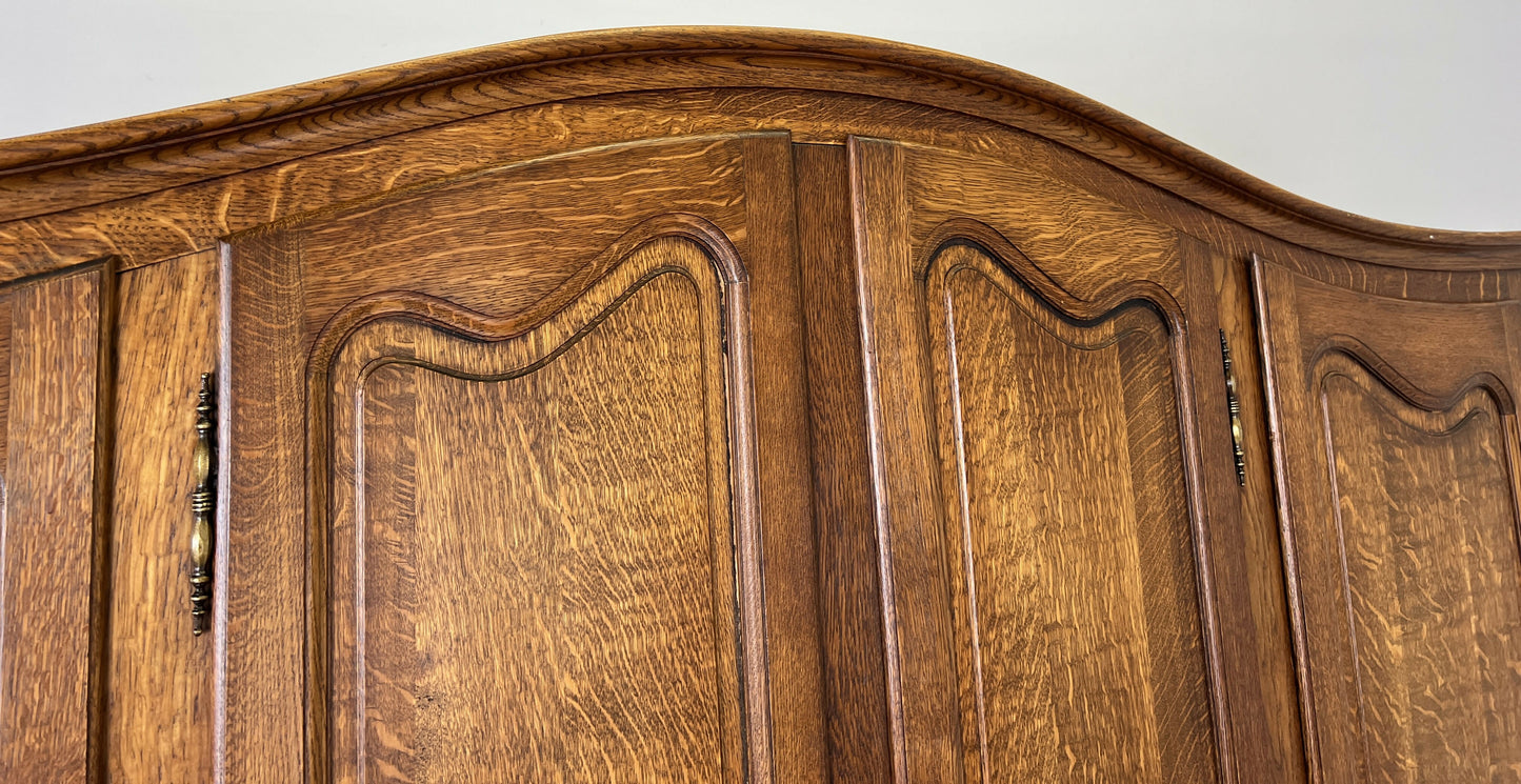 Wardrobe Vintage French Louis XVI Style Oak Four Door Carved Armoire LOT 6105