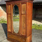 Antique Edwardian Mahogany Inlaid Mirrored Wardrobe With Drawer