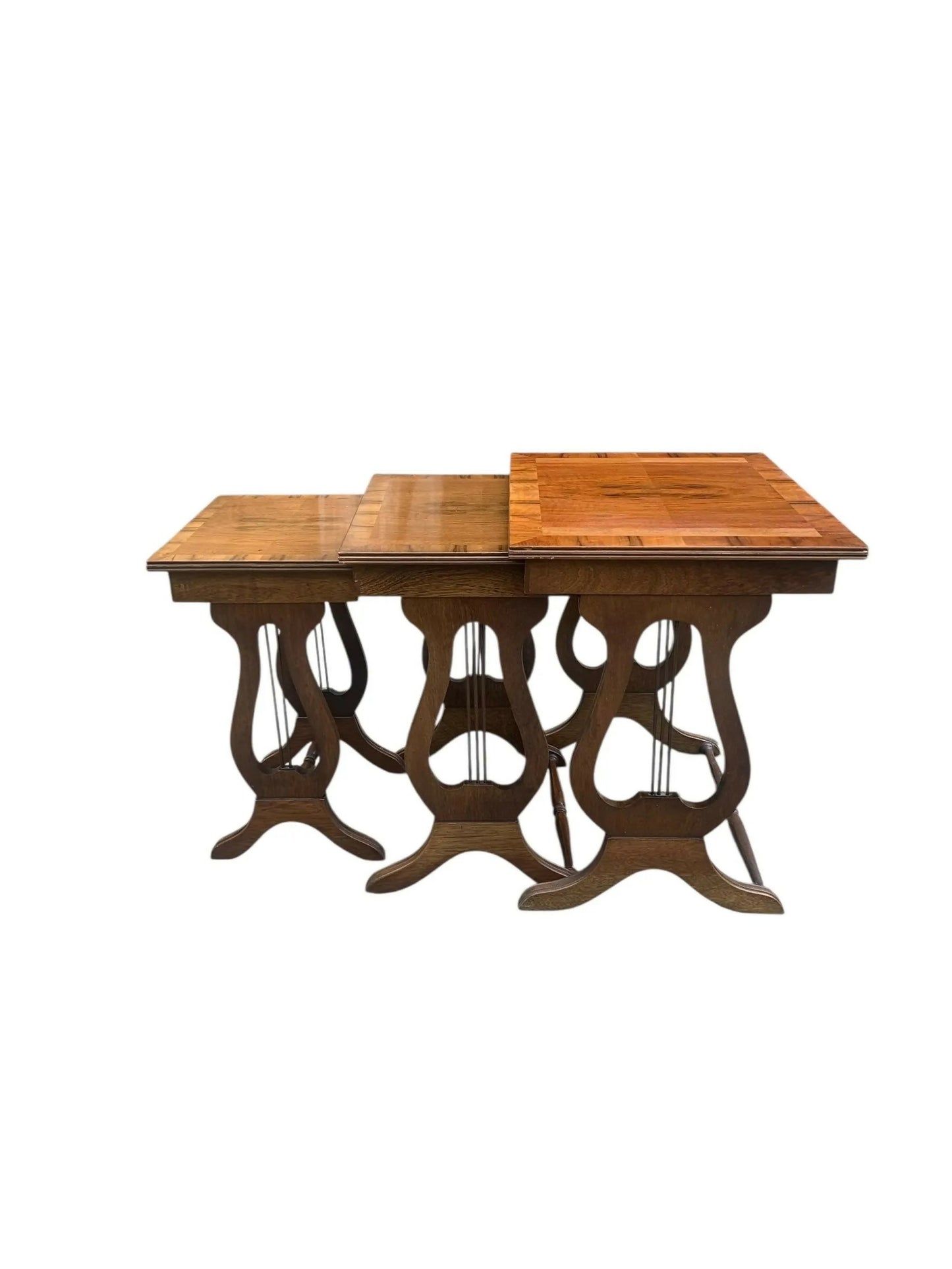 Vintage Regency style Walnut and Oak Lyle nest of tables