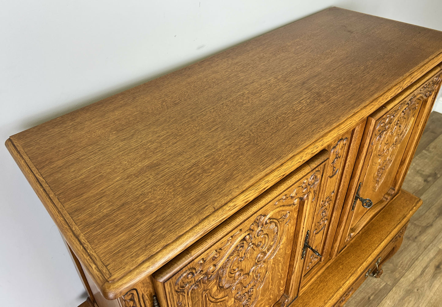 Cabinet Vintage French Louis XVI Oak Display Buffet Carved Sideboard LOT 6316