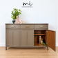 Refinished minimalist neutral taupe brown Nathan sideboard, mid century modern, tv stand, media unit, teak drinks cabinet, cocktail, console