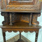 Antique Heavily Carved Oak Corner Cabinet