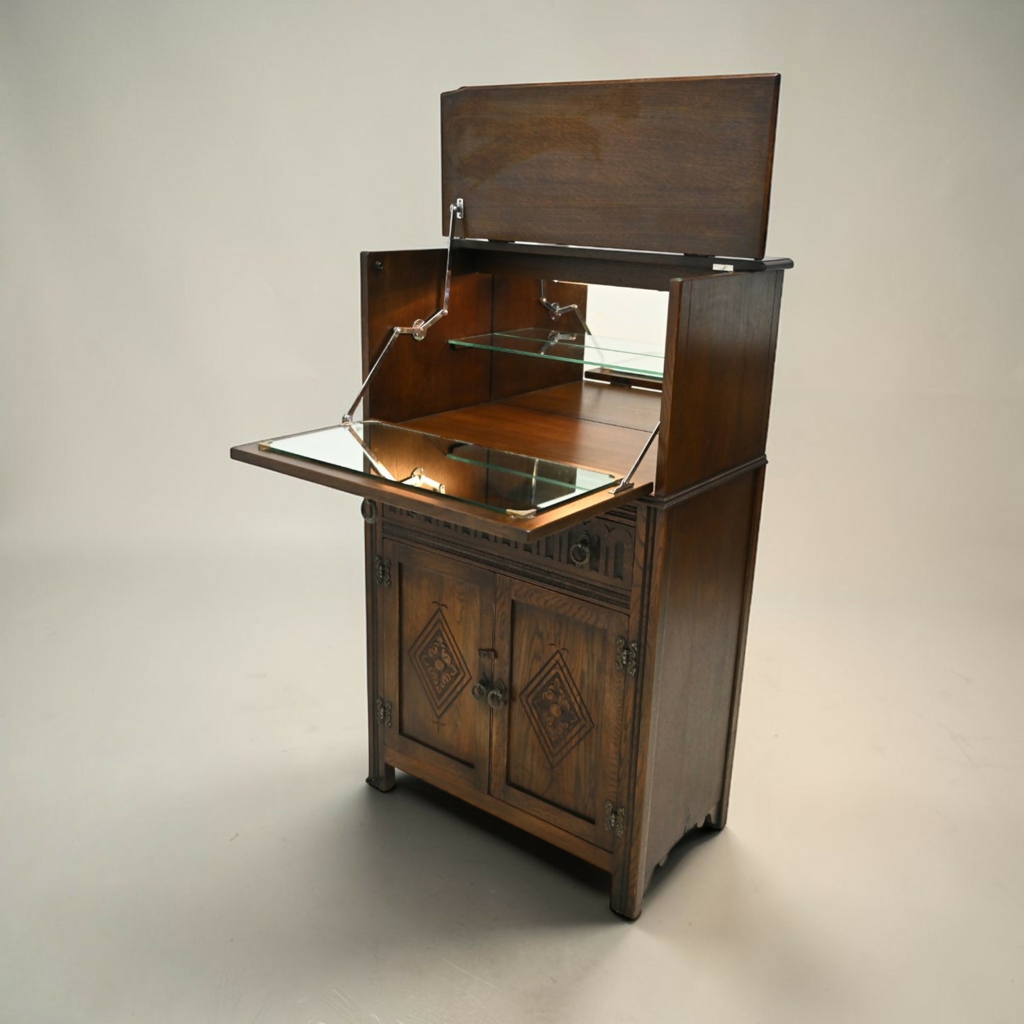 Jaycee Wine/Gin Drinks Cabinet Mirrored Pouring Surface Cupboard FREE Delivery