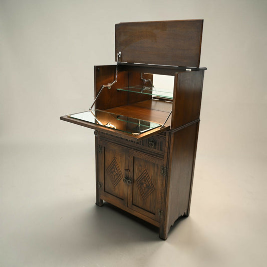 Jaycee Wine/Gin Drinks Cabinet Mirrored Pouring Surface Cupboard FREE Delivery
