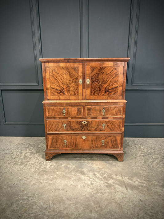 Vintage Walnut Drinks Cocktail Cabinet On Chest