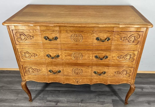 Chest of Drawers Vintage French Oak Louis XVI Style Carved Cabinet LOT 4453
