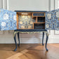 Vintage Unique Art Deco Style queen Anne Blue Drinks Cocktail Cabinet gin bar