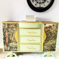 Upcycled French Provincial Cabinet in Sage Green and Tropical Jungle ,Upcycled Statement Furniture