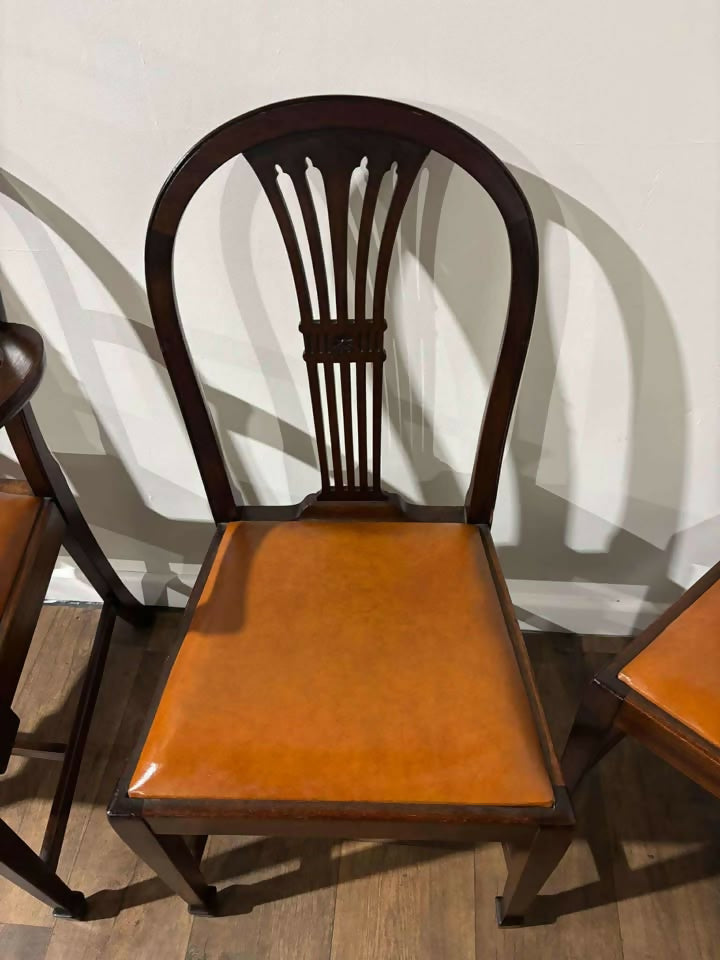 Set of Six Vintage Mahogany Dining Chairs - two of which are carvers.