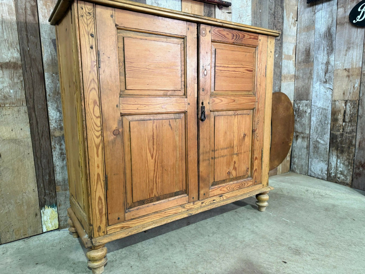 Antique Early Victorian Pine Narrow Estate Hall Linen Housekeeper Pantry Cupboard, C.1830