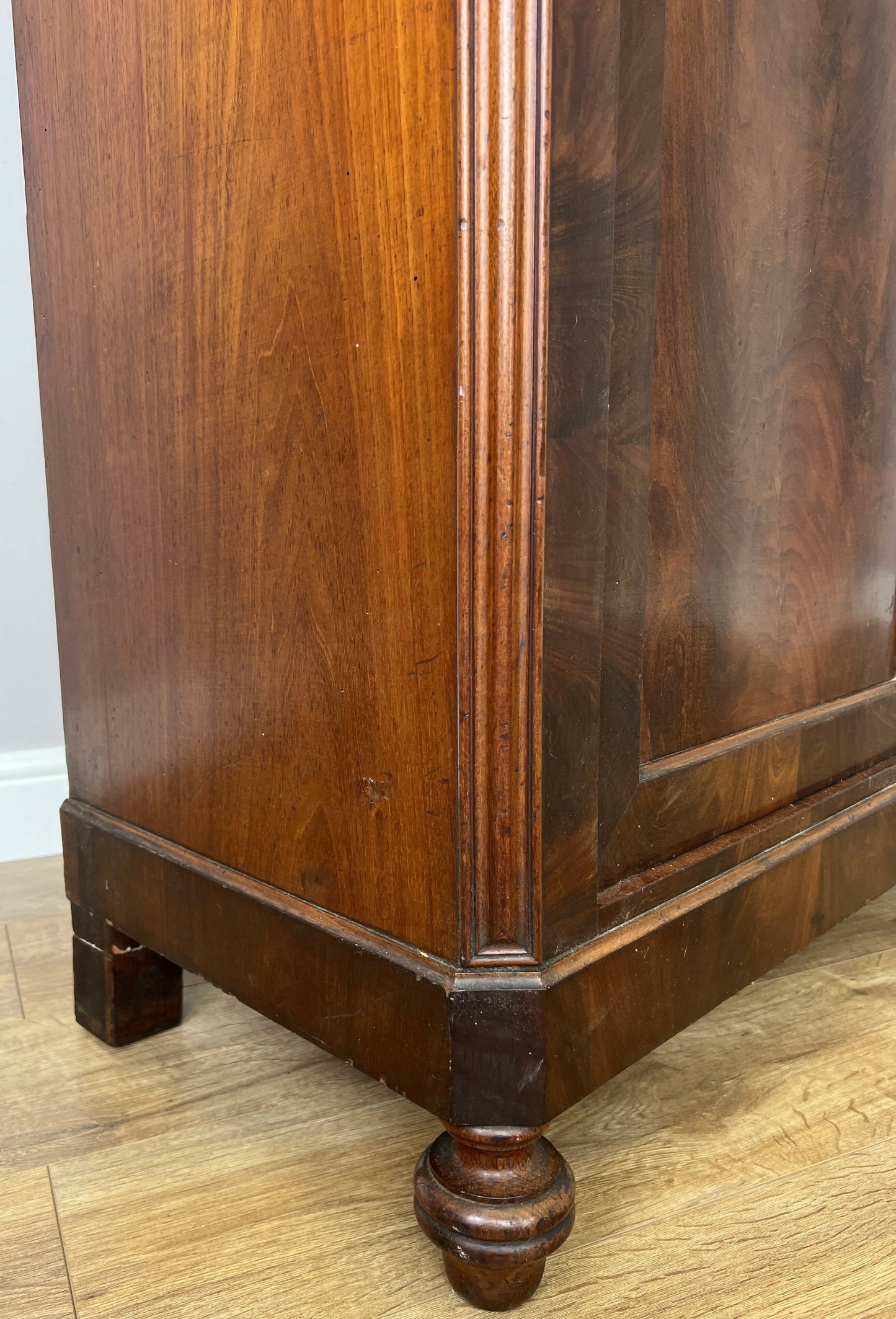 Wardrobe Antique French Burr Walnut Two Door Mirrored Armoire Cabinet LOT 6374