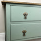 Vintage Chest of Drawers Stripped Oak Top Art Sage Green Upcycled Compact Size