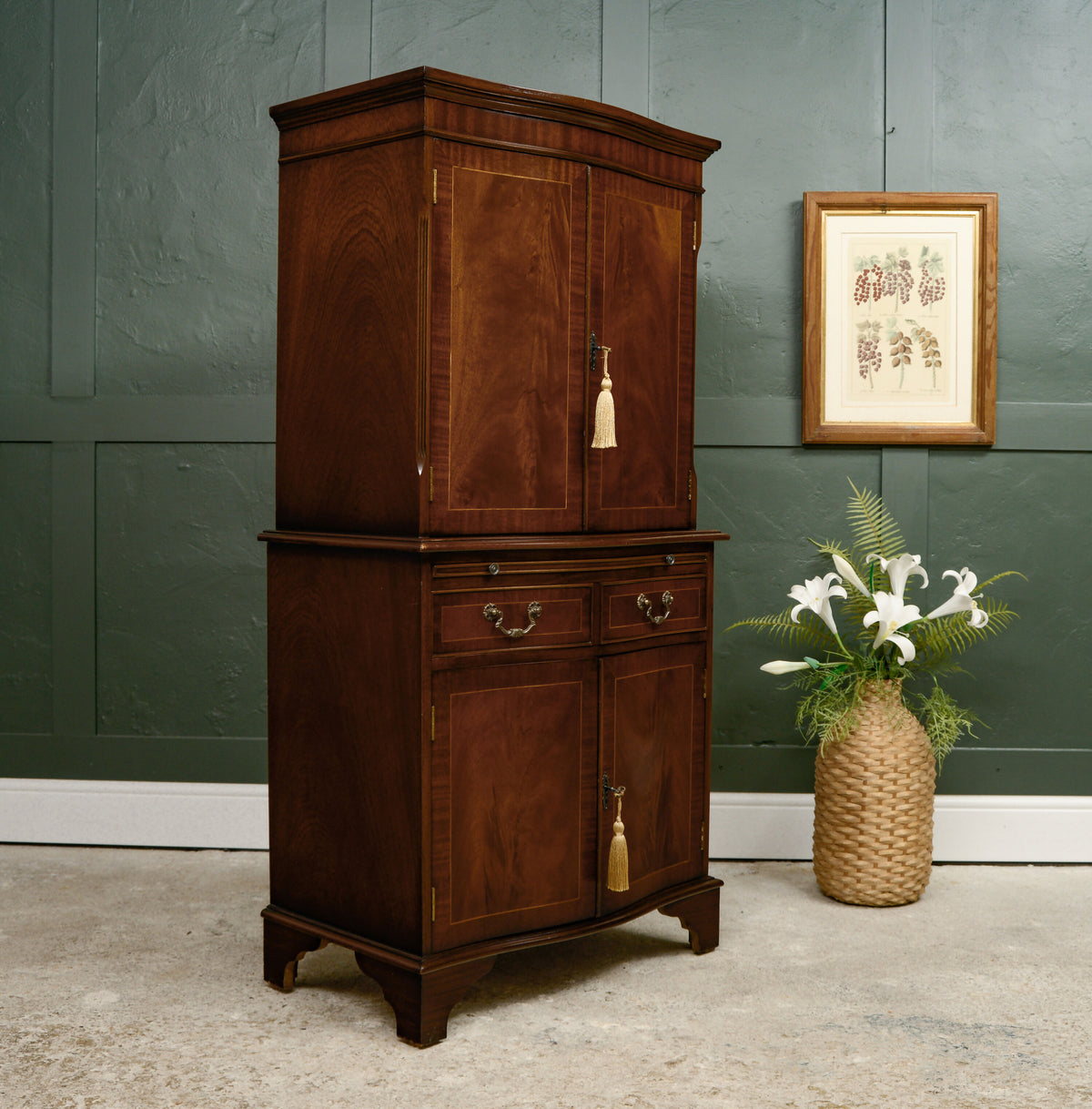 Regency Georgian Style Drinks Cocktail Cabinet - Chest on Chest - Mahogany