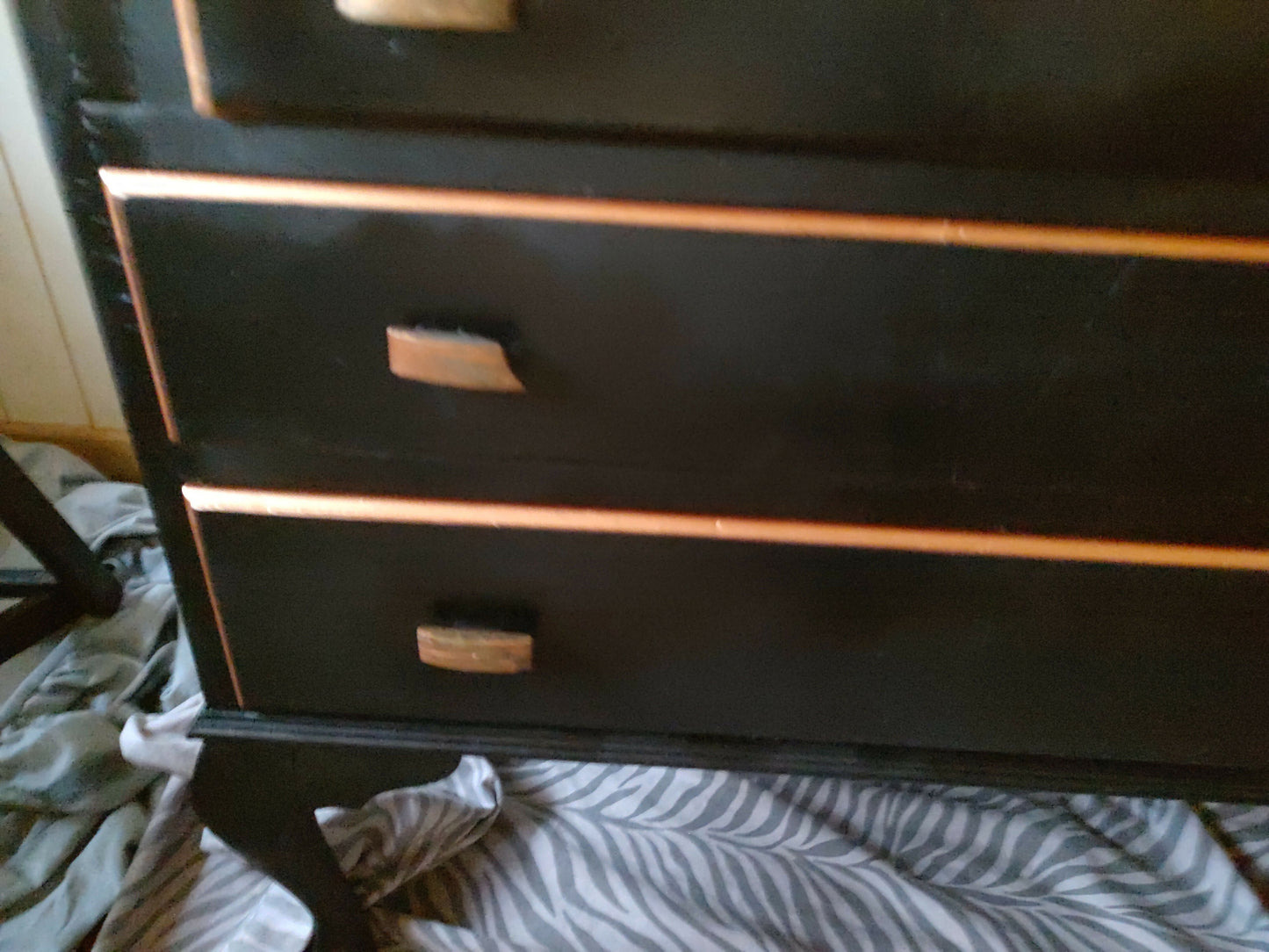 THE AFRICAN ASPECTS UPCYCLED - ONE-OFF FURNITURE ART “Echoes of Her” black, gold and copper bureau