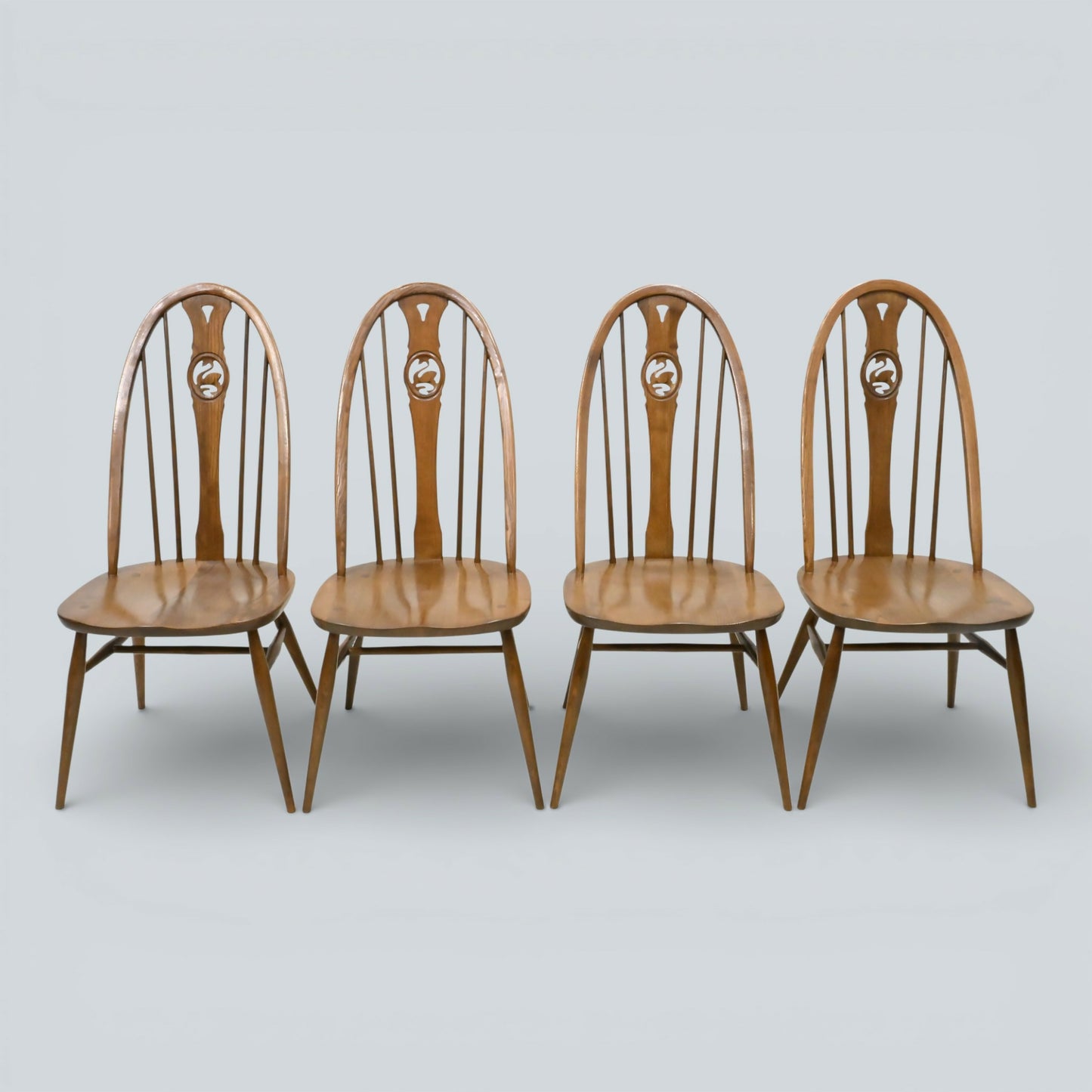 4 Ercol Windsor Swan Bow Back Dining Chairs Golden Dawn EXC FREE UK Delivery*