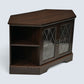 Corner TV Video Stand Leaded Glass Doors Media Player Shelf FREE* UK Delivery