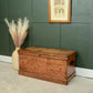 Antique Pine Trunk Box - Toy Chest - Hall Storage - Blanket Box Painted Ship