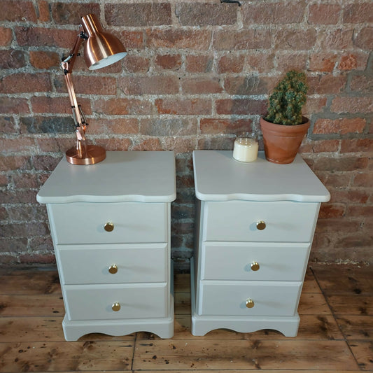 Two Tall Vintage Bedside Cabinets