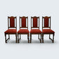 6 Old Charm Dining Chairs Burnt Red Upholstery Tudor Brown FREE UK Delivery
