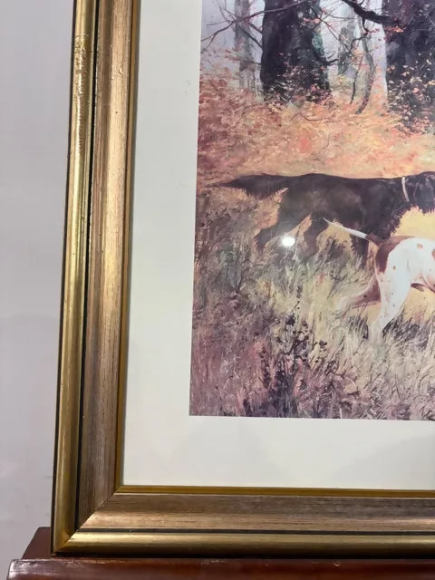 Framed “Hunting Pheasants” Print After Eugene Petit – 19th Century Sporting Scene