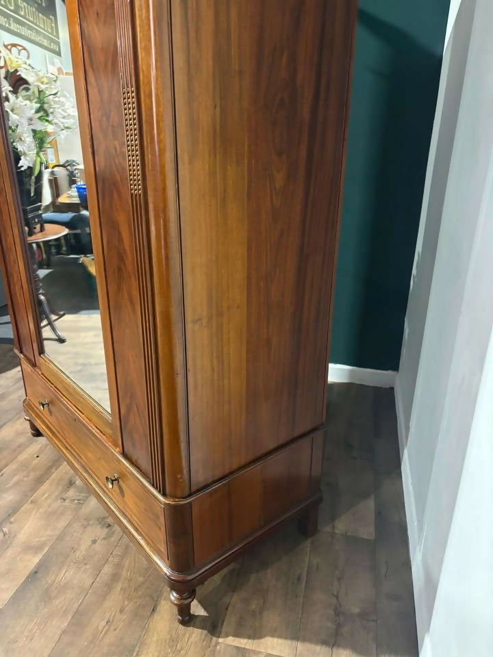 Antique Continental Walnut & Mahogany Wardrobe8