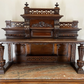 Sideboard Antique French Style Walnut Marble Display Cabinet Cupboard LOT 3576