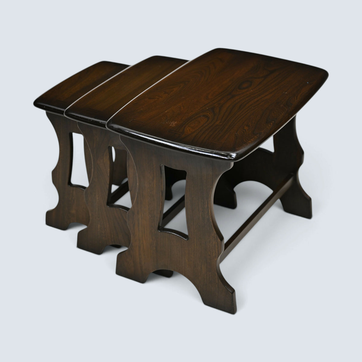 Ercol Nest Of Tables 3 Solid Elm Table Traditional Dark Finish FREE UK Delivery*