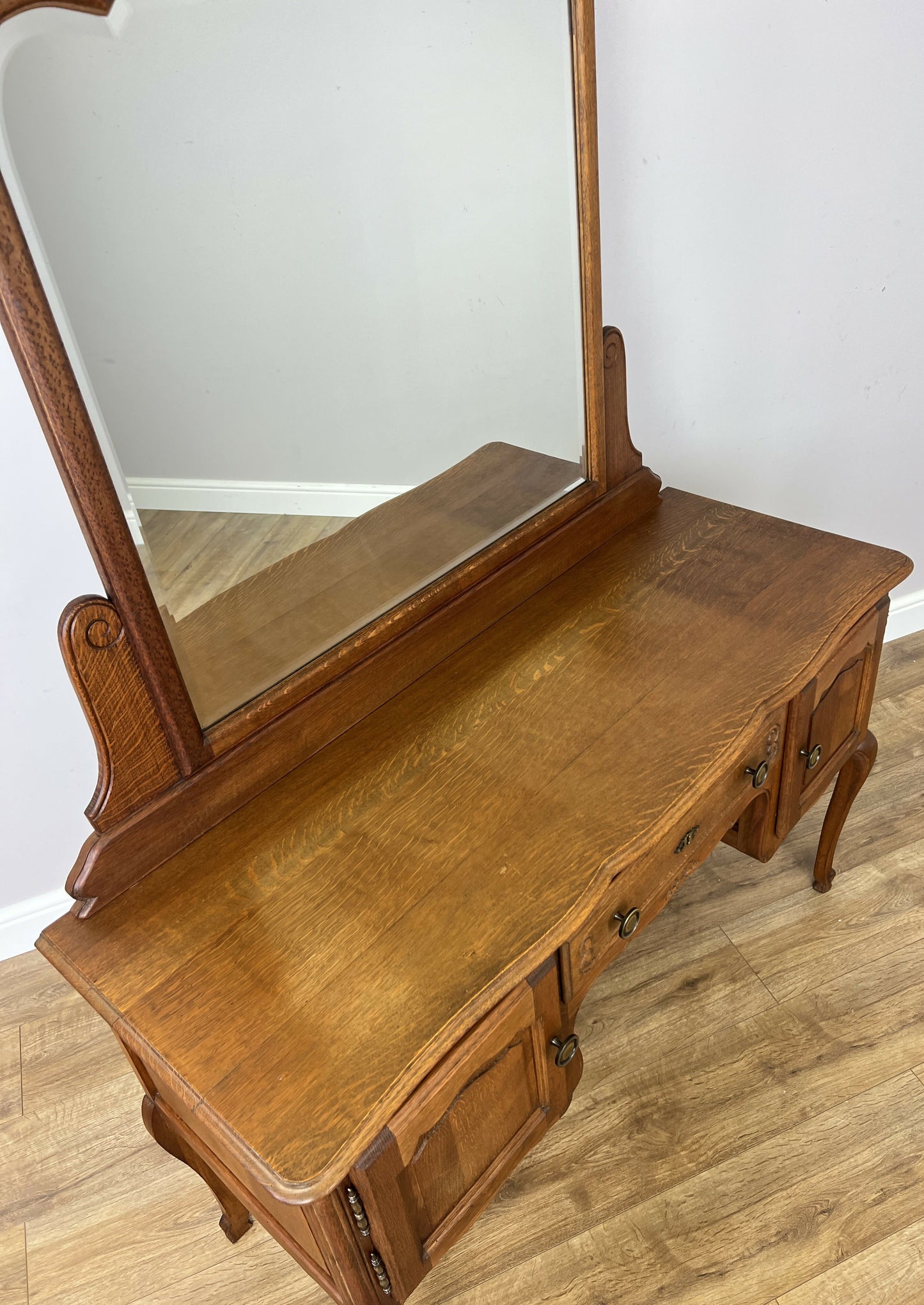 Dressing Table with Mirror Vintage French Oak Louis Vanity Table Makeup LOT 6317