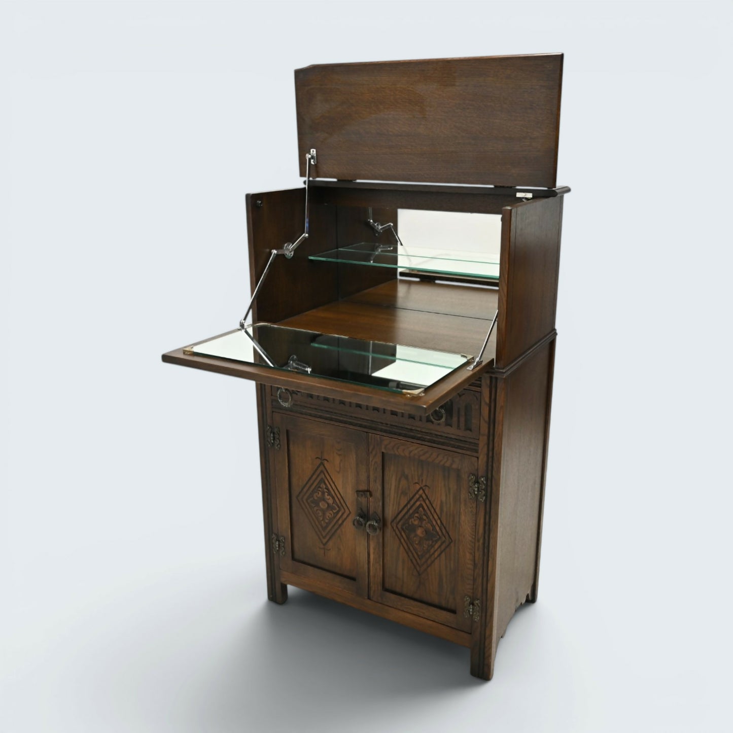 Jaycee Wine/Gin Drinks Cabinet Mirrored Pouring Surface Cupboard FREE Delivery