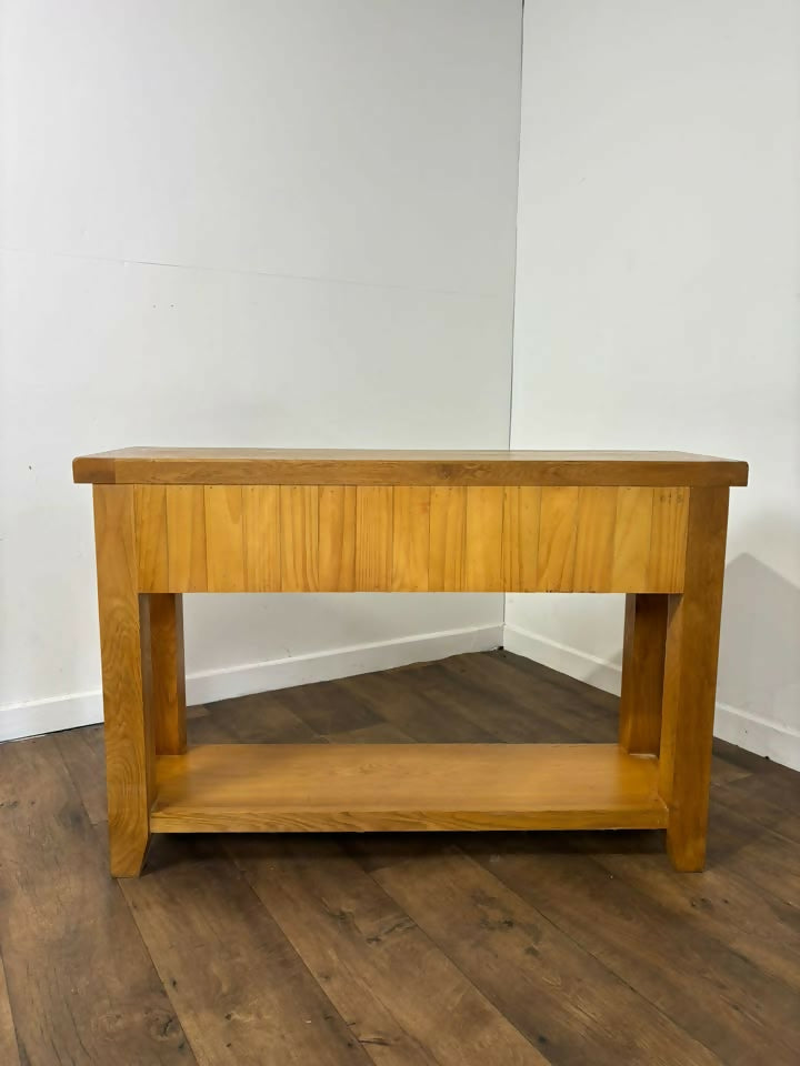 Modern Solid Oak Three Drawer Console Table