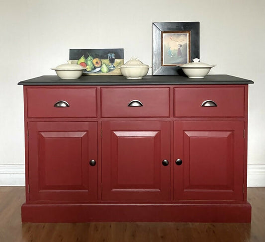 Pine Dresser Base Painted Red