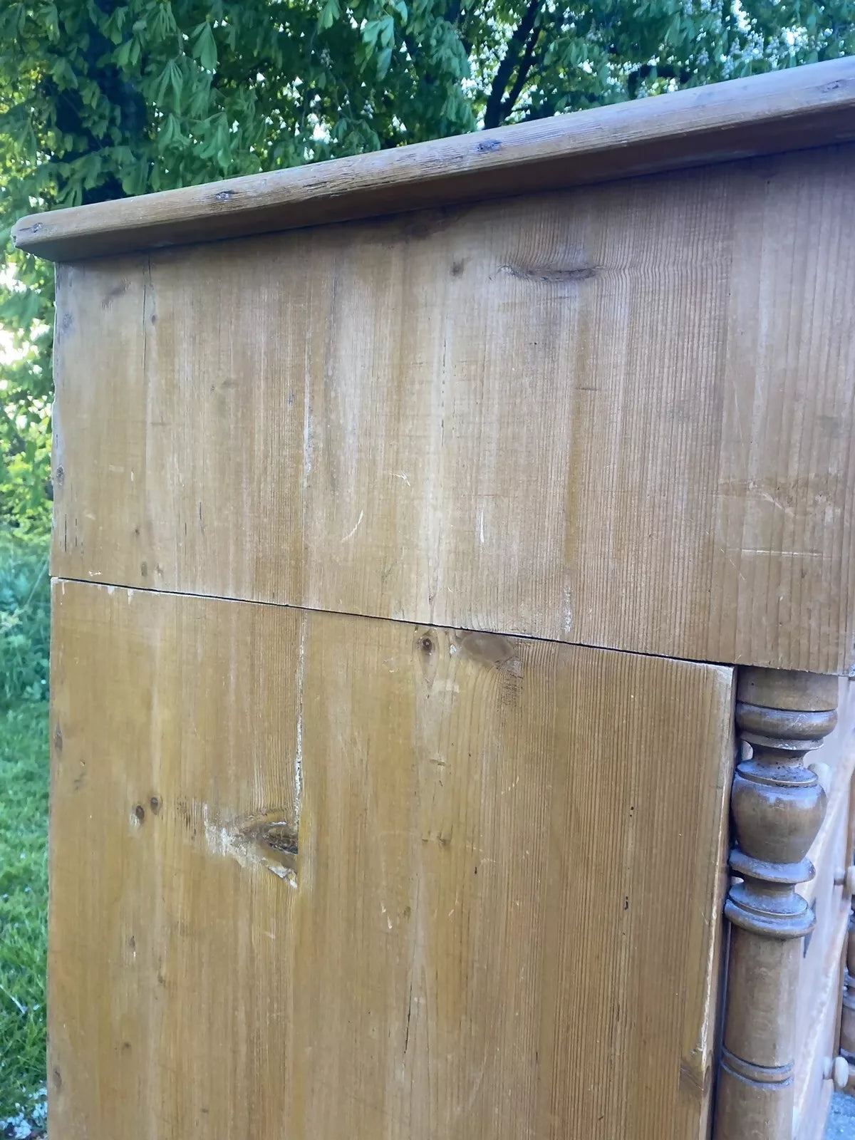 Large Rustic Antique Solid Pine European Style Chest Of Drawers
