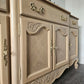 French Provincial Oak Buffet • Carved Details, Original Hardware, Satin Finish