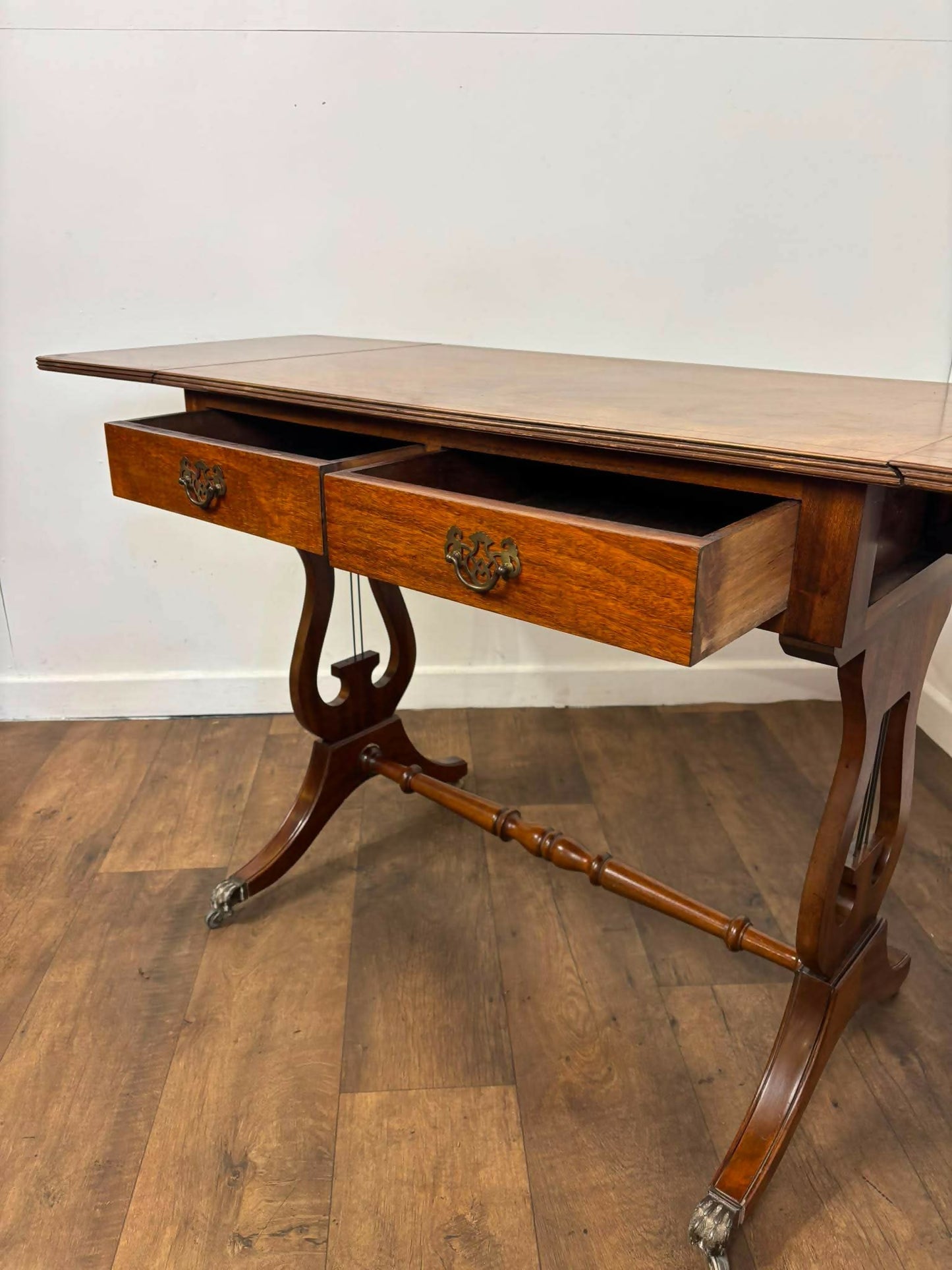 Reproduction Mahogany Drop Leaf Sofa Table with Drawers