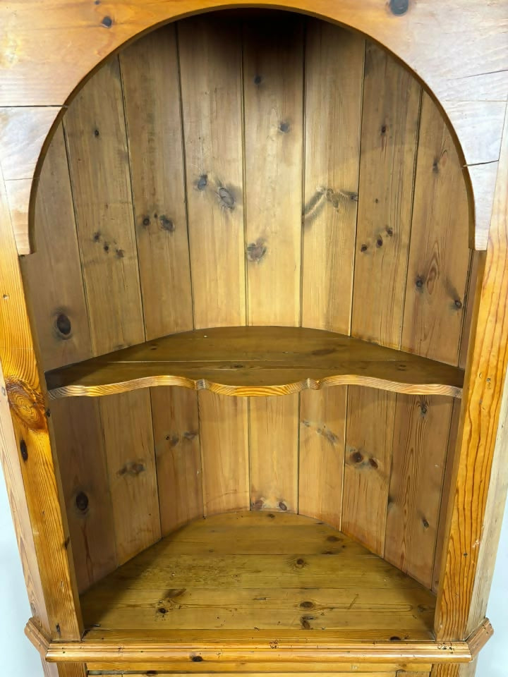 Solid Waxed Pine Barrel Back Corner Cupboard