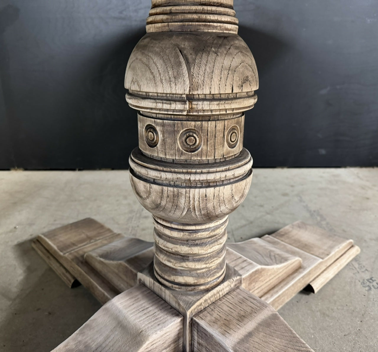 Large Round Oak Farmhouse Dining Table