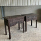 Antique Oak 19th C Gothic revival side tables chest of drawers