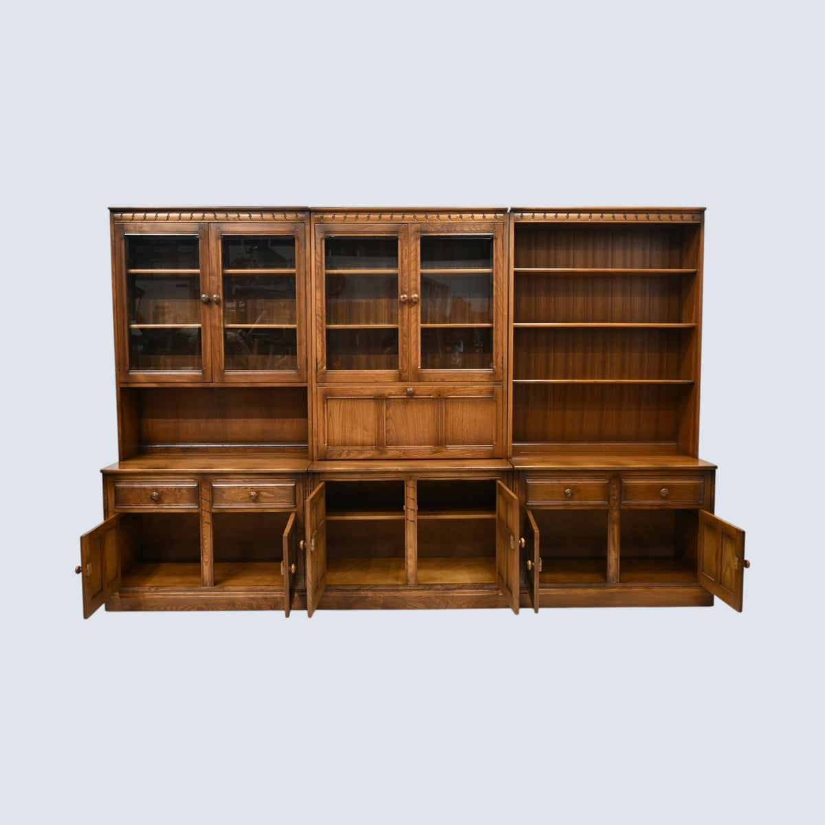 Ercol Mural Wall Unit Display Cabinet Golden Dawn Finish FREE UK Delivery*